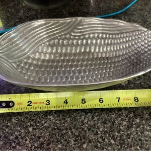 Source Unknown Silver Corn-Shaped Serving Dish